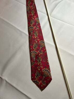 St Michael Vintage Silk Red Floral Paisley Tie Made In Italy